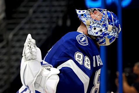 Andrei Vasilevskiy #88 of the Tampa Bay Lightning.(Photo by Bruce Bennett/Getty Images)