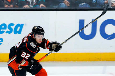 ANAHEIM, CA – NOVEMBER 1: Jacob Larsson #32 of the Anaheim Ducks skates during the game against the New York Rangers on November 1, 2018, at Honda Center in Anaheim, California. (Photo by Debora Robinson/NHLI via Getty Images)