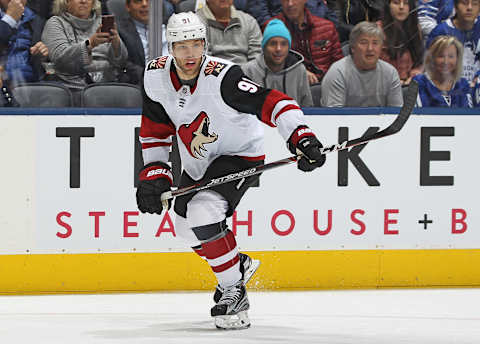 Taylor Hall #91 of the Arizona Coyotes (Photo by Claus Andersen/Getty Images)