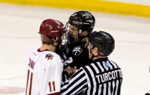 CHESTNUT HILL, MA – JANUARY 8: Chris Calnan and Vincent Desharnais. (Photo by Richard T Gagnon/Getty Images)