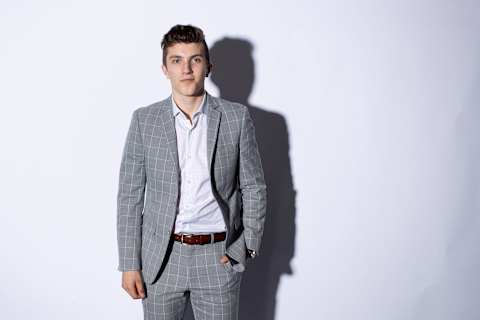 BUFFALO, NY – MAY 29: Peyton Krebs poses for a portrait at the 2019 NHL Scouting Combine on May 29, 2019 at the HarborCenter in Buffalo, New York. (Photo by Chase Agnello-Dean/NHLI via Getty Images)