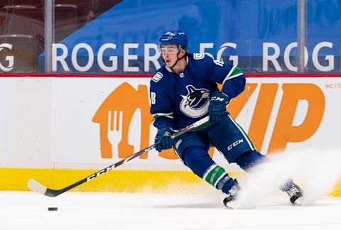 Jake Virtanen of the Vancouver Canucks. (Photo by Rich Lam/Getty Images)