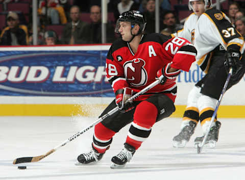 Brian Rafalski #28 of the New Jersey Devils (Photo by Jim McIsaac/Getty Images)