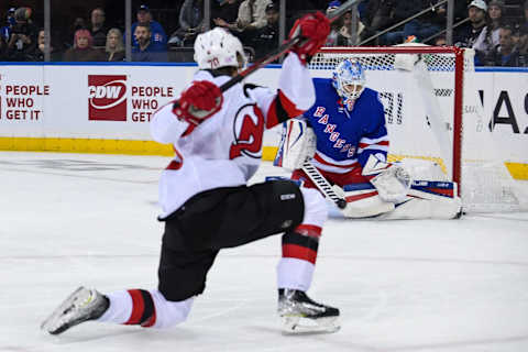 New Jersey Devils center Jesper Boqvist (70): (Dennis Schneidler-USA TODAY Sports)