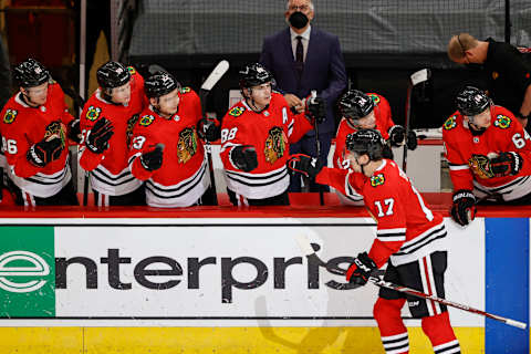 Dylan Strome #17, Chicago Blackhawks Mandatory Credit: Kamil Krzaczynski-USA TODAY Sports