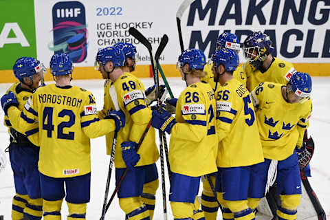 Sweeden National Team. (Photo by Emmi Korhonen / Lehtikuva / AFP) / Finland OUT (Photo by EMMI KORHONEN/Lehtikuva/AFP via Getty Images)