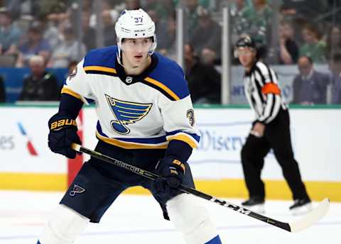 Klim Kostin #37 of the St. Louis Blues. (Photo by Ronald Martinez/Getty Images)