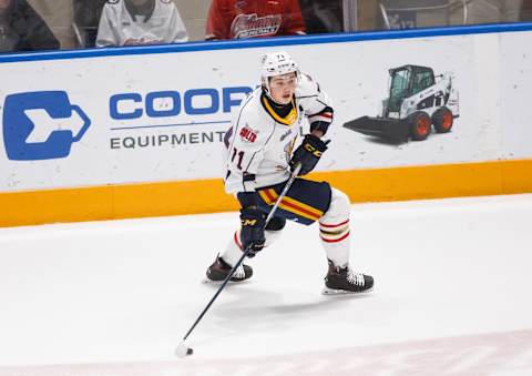 Tyson Foerster #71 of the Barrie Colts. (Photo by Chris Tanouye/Getty Images)