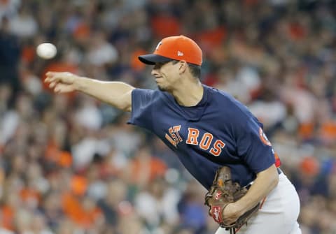 HOUSTON, TX – SEPTEMBER 23: Charlie Morton #50 of the Houston Astros pitches against the Los Angeles Angels at Minute Maid Park on September 23, 2018 in Houston, Texas. (Photo by Chris Covatta/Getty Images)