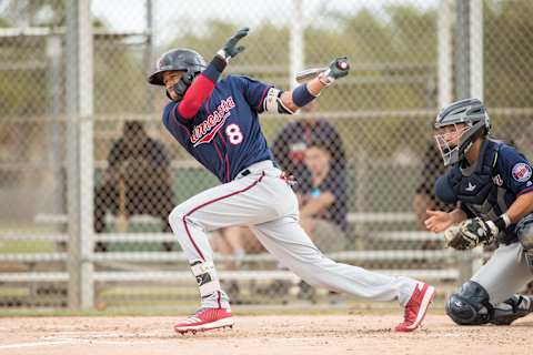 FORT MYERS, FL- MARCH 12: Royce Lewis #8 of the Minnesota Twins bats during a minor league workout on March 12, 2018 at the CenturyLink Sports Complex in Fort Myers, Florida. (Photo by Brace Hemmelgarn/Minnesota Twins/Getty Images)