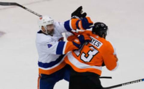 Andy Greene, New York Islanders and Kevin Hayes, Philadelphia Flyers (Mandatory Credit: John E. Sokolowski-USA TODAY Sports)