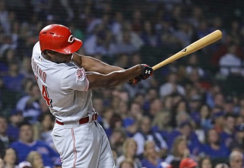 Cincinnati Reds OF Aristides Aquino. (Photo by Jonathan Daniel/Getty Images)