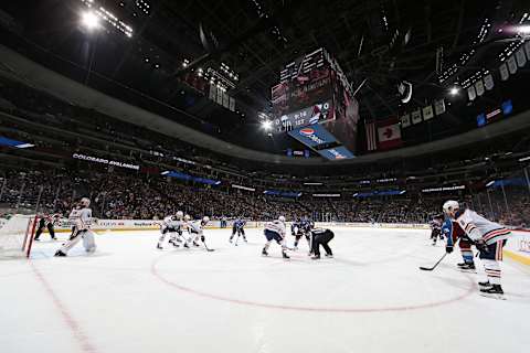 DENVER, CO – DECEMBER 11:The Colorado Avalanche face off against the Edmonton Oilers at the Pepsi Center on December 11, 2018 in Denver, Colorado. (Photo by Michael Martin/NHLI via Getty Images)”n