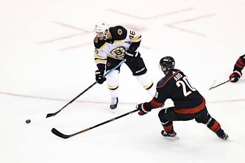 David Krejci #46 of the Boston Bruins (Photo by Elsa/Getty Images)