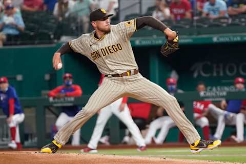 Joe Musgrove threw a no-hitter for the San Diego Padres vs. the Texas Rangers.Mandatory Credit: Jim Cowsert-USA TODAY Sports