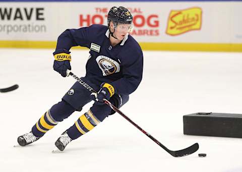 BUFFALO, NY – JUNE 28: Buffalo Sabres Rasmus Dahlin 26 skates during the 2018 Buffalo Sabres Development Camp on June 28, 2018, at HarborCenter in Buffalo, New York. (Photo by Jerome Davis/Icon Sportswire via Getty Images)