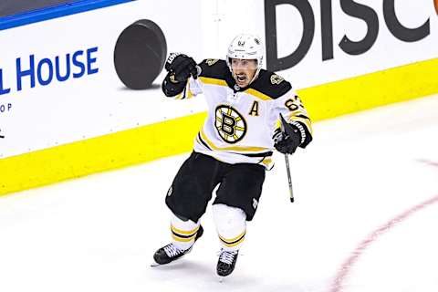 Brad Marchand #63 of the Boston Bruins. (Photo by Elsa/Getty Images)