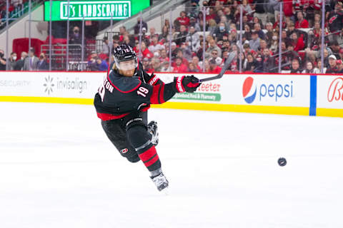 Carolina Hurricanes defenseman Dougie Hamilton (19). Mandatory Credit: James Guillory-USA TODAY Sports