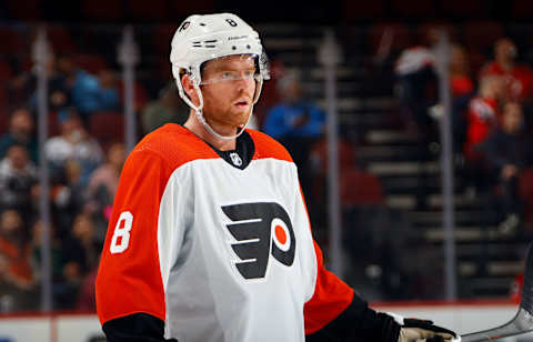 Cam York on the ice in the Flyers’ preseason game against the Devils. (Photo by Bruce Bennett/Getty Images)