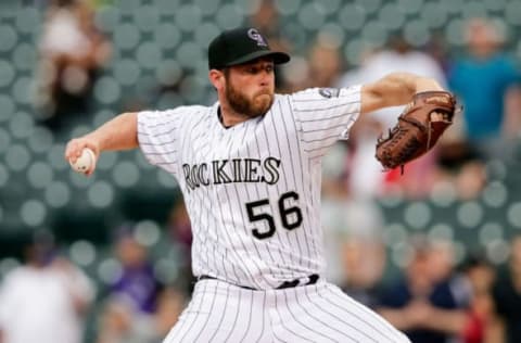 May 7, 2017; Denver, CO, USA; Colorado Rockies relief pitcher Holland (56) delivers a pitch in the ninth inning against the Arizona Diamondbacks at Coors Field. Mandatory Credit: Isaiah J. Downing-USA TODAY Sports