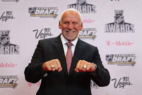 Flyers legend Bernie Parent flexes his two Stanley Cup rings at the 2017 NHL Awards. (Photo by Bruce Bennett/Getty Images)