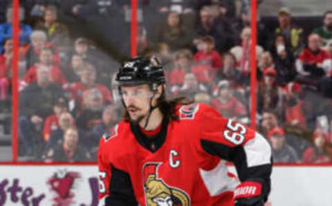 OTTAWA, ON – MARCH 9: Erik Karlsson #65 of the Ottawa Senators skates against the Calgary Flames at Canadian Tire Centre on March 9, 2018, n Ottawa, Ontario, Canada. (Photo by Jana Chytilova/Freestyle Photography/Getty Images) *** Local Caption ***