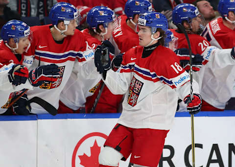 BUFFALO, NY – JANUARY 4: Filip Zadina #18 of Czech Republic during the IIHF World Junior Championship against Canada at KeyBank Center on January 4, 2018 in Buffalo, New York. Canada beat the Czech Republic 7-2. (Photo by Kevin Hoffman/Getty Images)