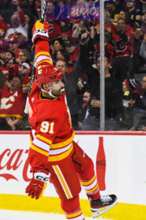 CALGARY, CANADA – OCTOBER 25: Nazem Kadri #91 of the Calgary Flames. (Photo by Derek Leung/Getty Images)