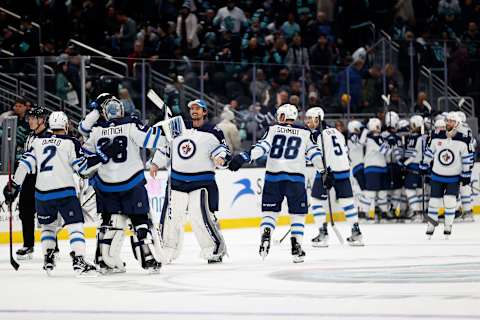 Winnipeg Jets celebrate (Photo by Steph Chambers/Getty Images)