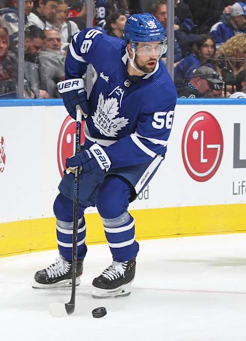 TORONTO, CANADA – APRIL 8: Erik Gustafsson #56 of the Toronto Maple Leafs .(Photo by Claus Andersen/Getty Images)