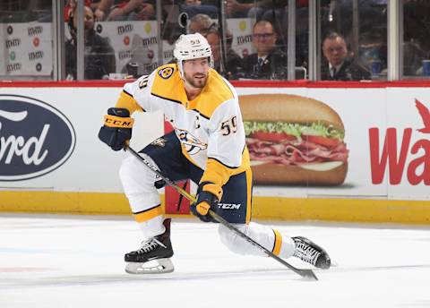 Roman Josi #59 of the Nashville Predators skates against the New Jersey Devils. (Photo by Bruce Bennett/Getty Images)