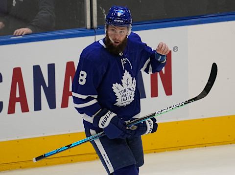 May 2, 2022; Toronto, Ontario, CAN; Toronto Maple Leafs defenseman Jake Muzzin (8)  . Mandatory Credit: John E. Sokolowski-USA TODAY Sports