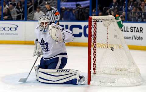 TAMPA, FL – DECEMBER 29: Antoine Bibeau #30 of the Toronto Maple Leafs. (Photo by Mike Carlson/Getty Images)