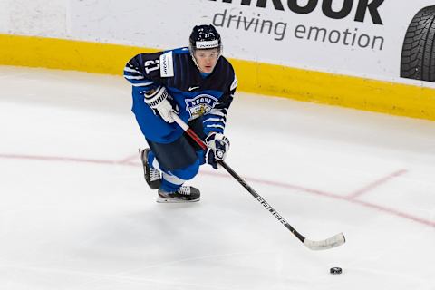 EDMONTON, AB – DECEMBER 25: Mikael Pyyhtia #21 of Finland skates against Germany during the 2021 IIHF World Junior Championship at Rogers Place on December 25, 2020 in Edmonton, Canada. (Photo by Codie McLachlan/Getty Images)