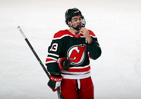 Nico Hischier #13 of the New Jersey Devils (Photo by Elsa/Getty Images)