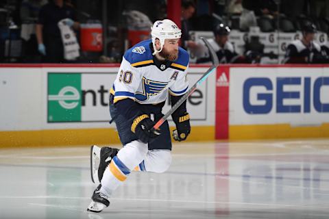 DENVER, COLORADO – JANUARY 02: Ryan O’Reilly #90 of the St. Louis Blues skates against the Colorado Avalanche at Pepsi Center on January 02, 2020 in Denver, Colorado. The Avalanche defeated the Blues 7-3. (Photo by Michael Martin/NHLI via Getty Images)