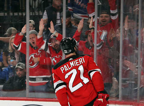 Kyle Palmieri #21 of the New Jersey Devils (Photo by Bruce Bennett/Getty Images)