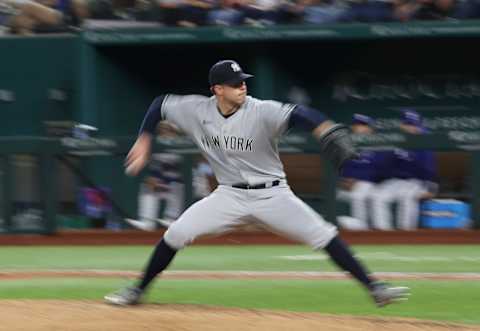 New York Yankees pitcher Corey Kluber threw a no-hitter vs. the Texas Rangers. Mandatory Credit: Kevin Jairaj-USA TODAY Sports