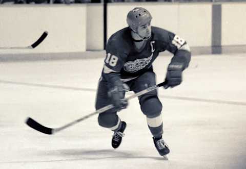 TORONTO, ON – FEBRUARY 19: Danny Gare #18 of the Detroit Red Wings skates against the Toronto Maple Leafs during NHL game action on February 19, 1984 at Maple Leaf Gardens in Toronto, Ontario, Canada. (Photo by Graig Abel/Getty Images)