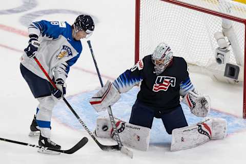 Goaltender Spencer Knight #30 of the United States. (Photo by Codie McLachlan/Getty Images)