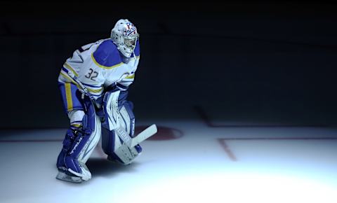 Buffalo Sabres goaltender Michael Houser (32). Mandatory Credit: Charles LeClaire-USA TODAY Sports