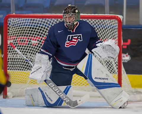 DETROIT, MI – AUGUST 02: Keith Petruzzelli #35 of the USA makes a save against . (Photo by Dave Reginek/Getty Images) *** Local Caption *** Keith Petruzzelli