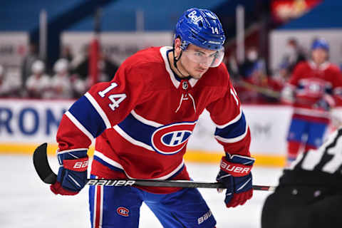 MONTREAL, QC – MARCH 02: Nick Suzuki #14 of the Montreal Canadiens remains focused against the Ottawa Senators during the second period at the Bell Centre on March 2, 2021 in Montreal, Canada. The Montreal Canadiens defeated the Ottawa Senators 3-1. (Photo by Minas Panagiotakis/Getty Images)