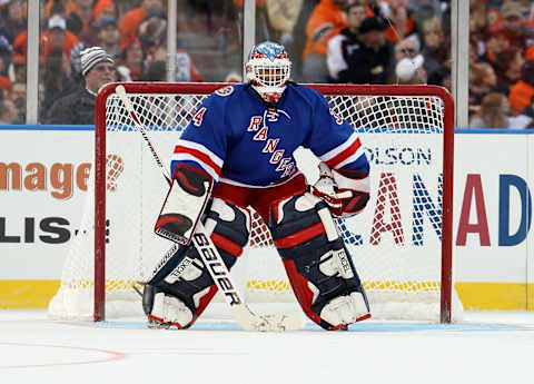 John Vanbiesbrouck #34 of the New York Rangers (Photo by Jim McIsaac/Getty Images)