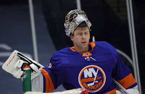 Semyon Varlamov #40 of the New York Islanders. (Photo by Bruce Bennett/Getty Images)