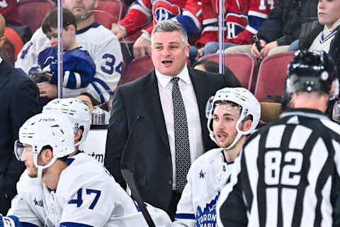 MONTREAL, CANADA – JANUARY 21: Head coach of the Toronto Maple Leafs,  e. (Photo by Minas Panagiotakis/Getty Images)