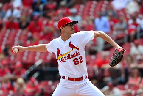 ST LOUIS, MO – SEPTEMBER 12: Daniel Ponceddeleon #62 of the St. Louis Cardinals pitches during the first inning against the Pittsburgh Pirates at Busch Stadium on September 12, 2018 in St Louis, Missouri. (Photo by Jeff Curry/Getty Images)