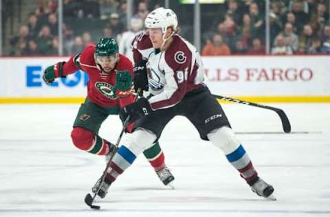 NHL Power Rankings: Colorado Avalanche forward Mikko Rantanen (96) looks to pass during the first period against the Minnesota Wild at Xcel Energy Center. Mandatory Credit: Brace Hemmelgarn-USA TODAY Sports