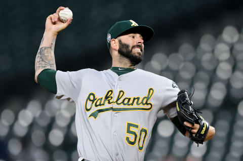 BALTIMORE, MD – SEPTEMBER 11: Mike Fiers #50 of the Oakland Athletics pitches against the Baltimore Orioles at Oriole Park at Camden Yards on September 11, 2018 in Baltimore, Maryland. (Photo by G Fiume/Getty Images)