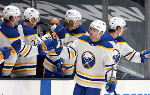 UNIONDALE, NEW YORK – MARCH 04: Taylor Hall #4 of the Buffalo Sabres   (Photo by Bruce Bennett/Getty Images)